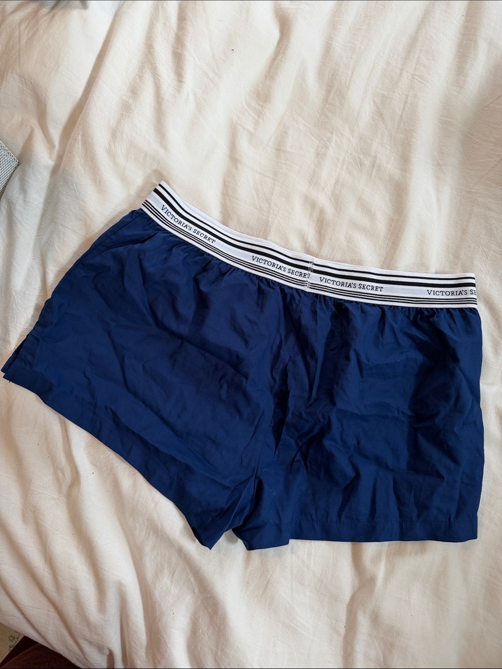 Victoria's Secret Navy Shorts with White Logo Waistband